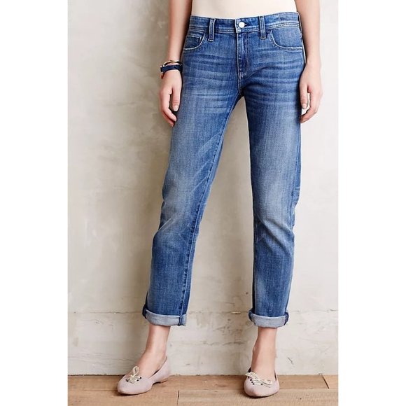 Anthropologie Pilcro Hyphen Relaxed Straight Leg Blue Denim Jeans 27